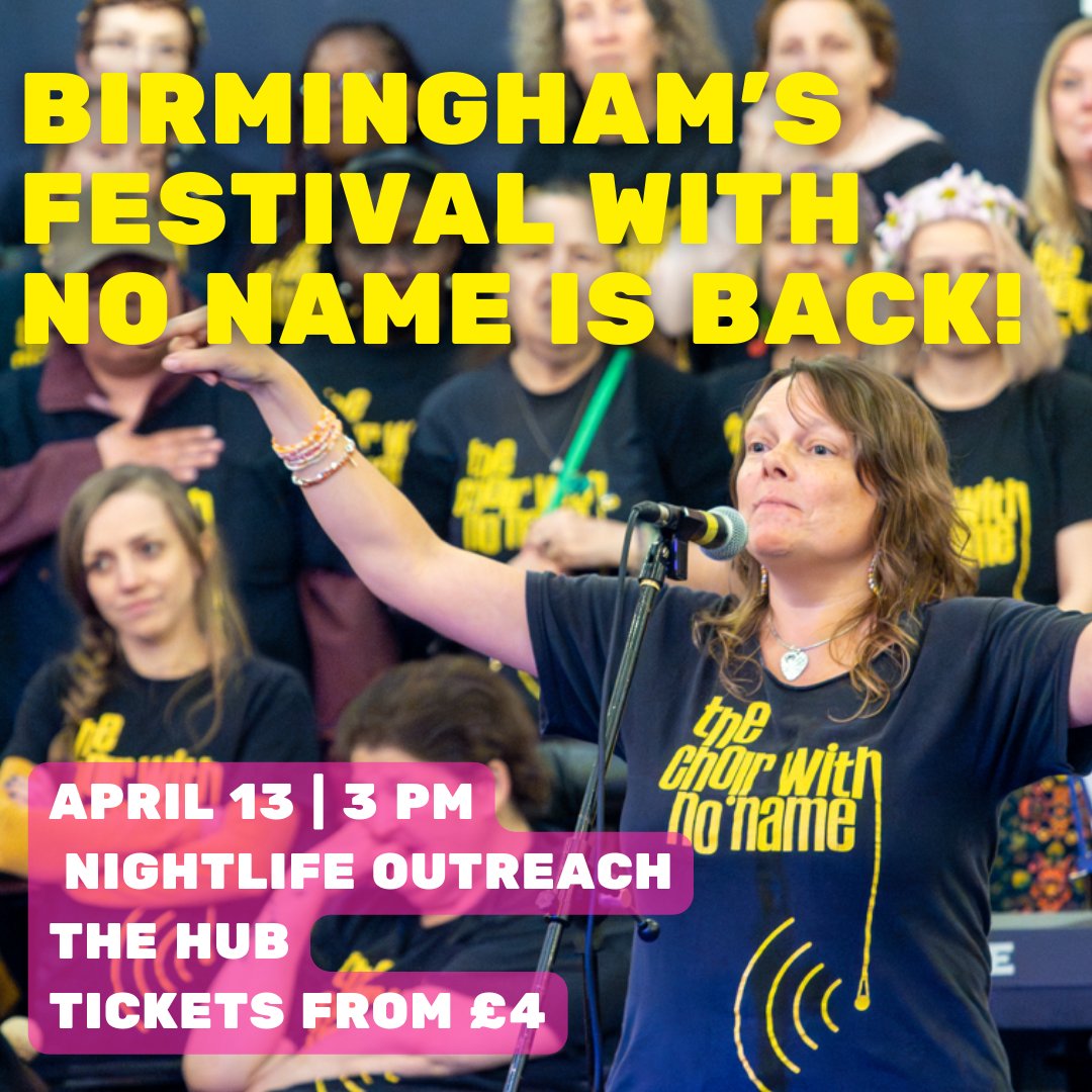 Our Birmingham choir's #FestivalwithNoName is BACK!! And tickets are already selling fast! 📢📢 tickettailor.com/events/thechoi… Packed with live music from our Birmingham choir and friends. There'll also be food, drinks, an exciting raffle, crafts and so much fun for the whole family!