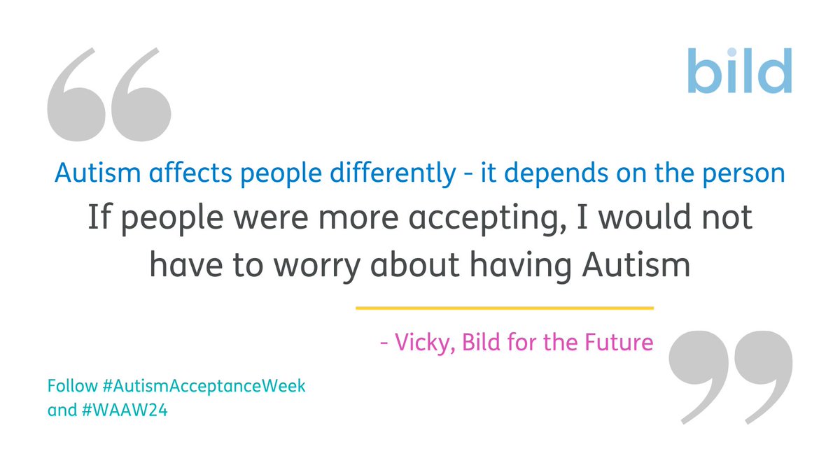 For #WAAW24 we asked Bild for the Future what autism acceptance means to them. Vicky shared her perspective on how we can work towards a more inclusive society @HealthLD Find out what other #BFTF members had to say here: bit.ly/BildWAAW24 #AutismAcceptanceWeek