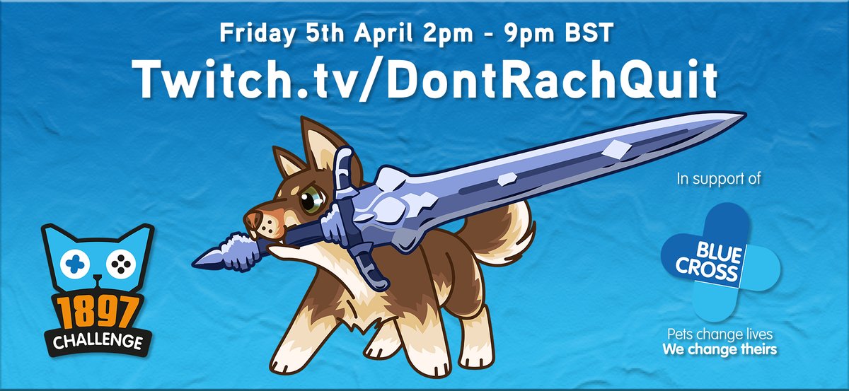 Want to see my dog fight the hardest boss in Elden Ring? Will be doin a wee charity stream on Friday in aid of @The_Blue_Cross - hope to see you there!