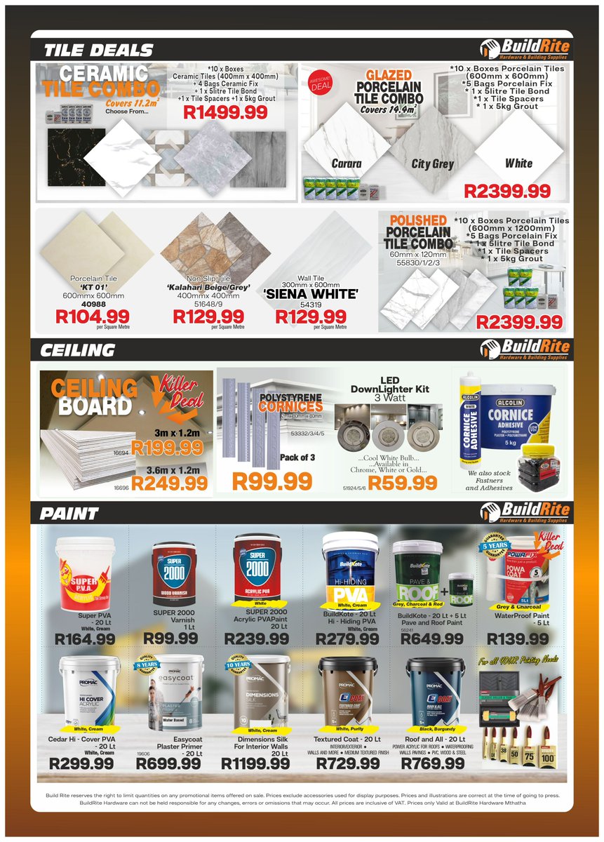BuildriteH's tweet photo. Mthatha Autumn Sale is Here!... Build Rite Hardwareπ Another chance to enjoy Big Savings, The best stock at the best prices, With us its Low Prices High Qualityπ
#Mthatha #umtata #kwazulunatal #buildrite #buildritehardware #hardware #hardwarestore #affordable #dream https://t.co/2a0jMPHsAd