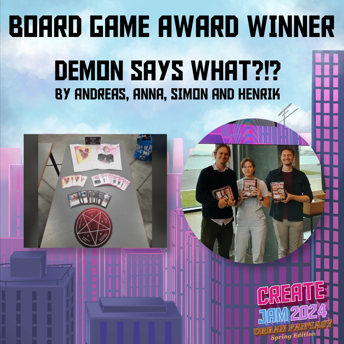 createjamdk's tweet photo. Congratulations to the winners of Create Jam Spring 2024! And if you finished a game at the jam, consider that a victory too!✨
We had a blast this weekend, hope you had too! Thanks for participating - see you at Create Jam Fall 2024!🗓️👀
#createjam #createjamspring24 #dkgame https://t.co/4XEdH1JRKf