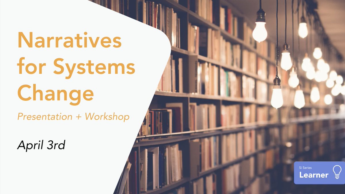 The next event in our Learning Series is happening tomorrow. In this 90-minute presentation and workshop, you are going to hear from Dr Luke Roberts to understand the importance of Narratives for Systems Change. Full info here: tinyurl.com/ylw7ngnn