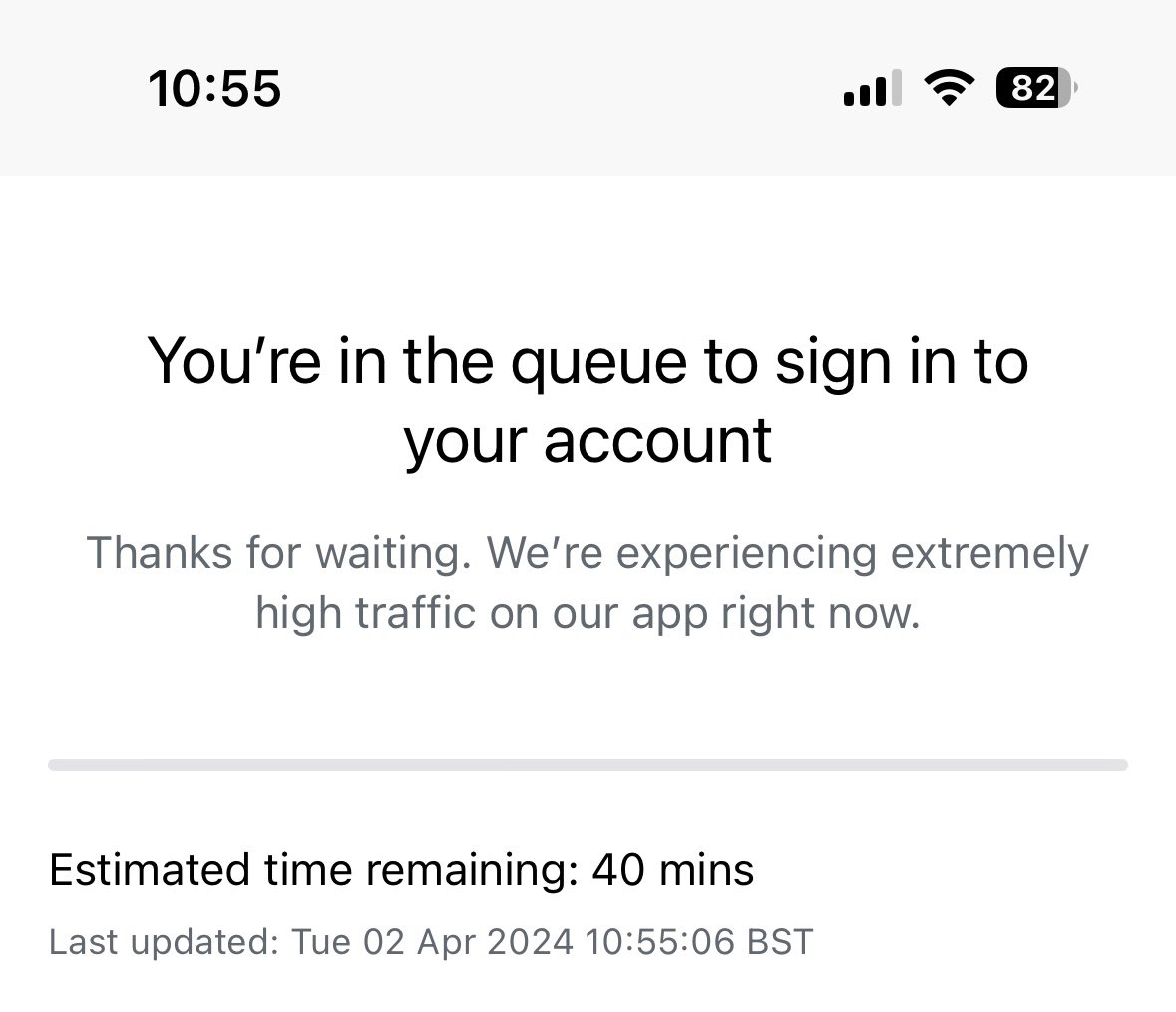 Errr what universe is this?! Is my energy supplier @ScottishPower experiencing traffic the size of Taylor Swift’s concert tickets going live?! 40 minute wait to just see some labels and graphs in an app, holy cow