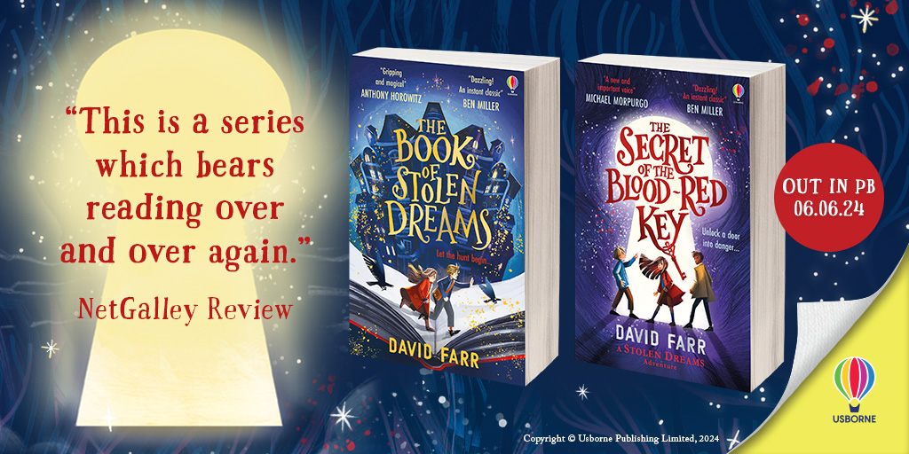 Usborne's tweet photo. "This is a series which bears reading over and over again." ⭐
The dazzling follow-up to the phenomenal #TheBookofStolenDreams from master storyteller David Farr, perfect for fans of Katherine Rundell and Philip Pullman.
#UsborneBooks #TheSecretoftheBloodRedKey @DavidFarrUK https://t.co/P0pN7kzlkb