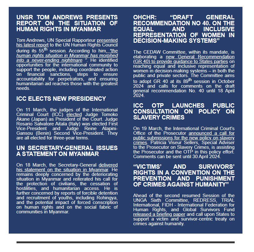 🚨 Asia Justice Coalition Newsletter - April 2024 🚨 Every month, we provide updates on what the Coalition Secretariat and our Members are upto, and latest news on #justice and #accountability in #Asia. Check out the April newsletter here: clt1348565.bmeurl.co/10E8F459