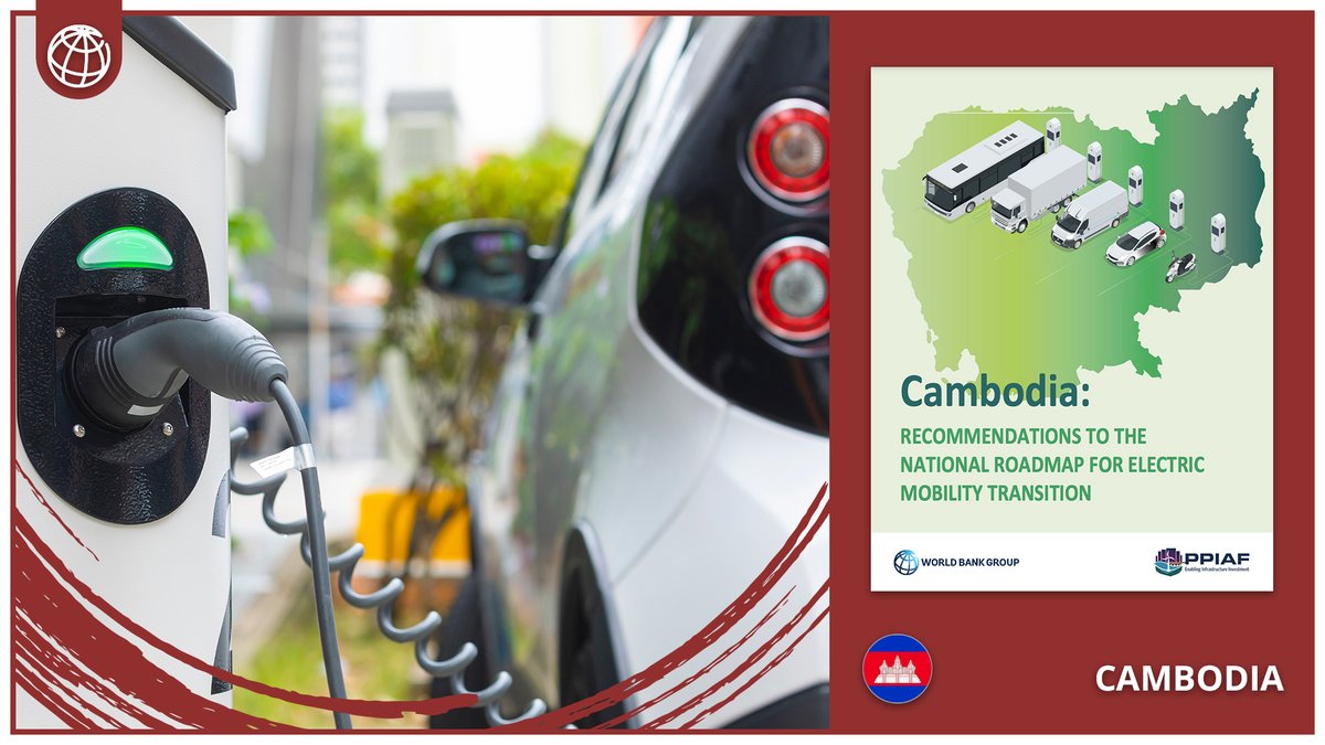 #Cambodia aims to become a carbon-neutral economy by 2050. With plans to electrify 70% of motorcycles and 40% of cars and buses, it's on track to a greener future. Find out more in the new report on the country’s transition to #ElectricMobility wrld.bg/IULn50R5Bun