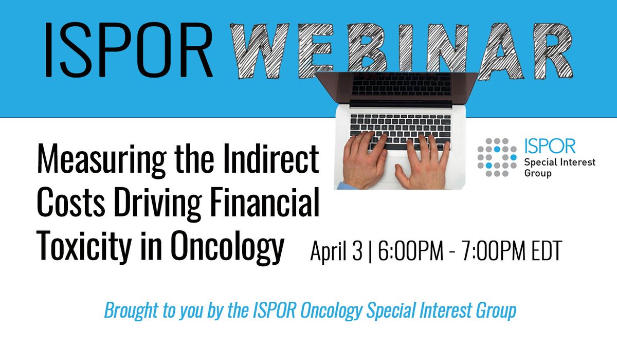 What need do we have to incorporate #financialtoxicity into #economicevaluation? What value would a solution hold for the #oncology #patient? Join us tomorrow for an exploration of this topic. Webinar begins at 6:00PM EDT. #healthcare ow.ly/RWWY50R5Gem