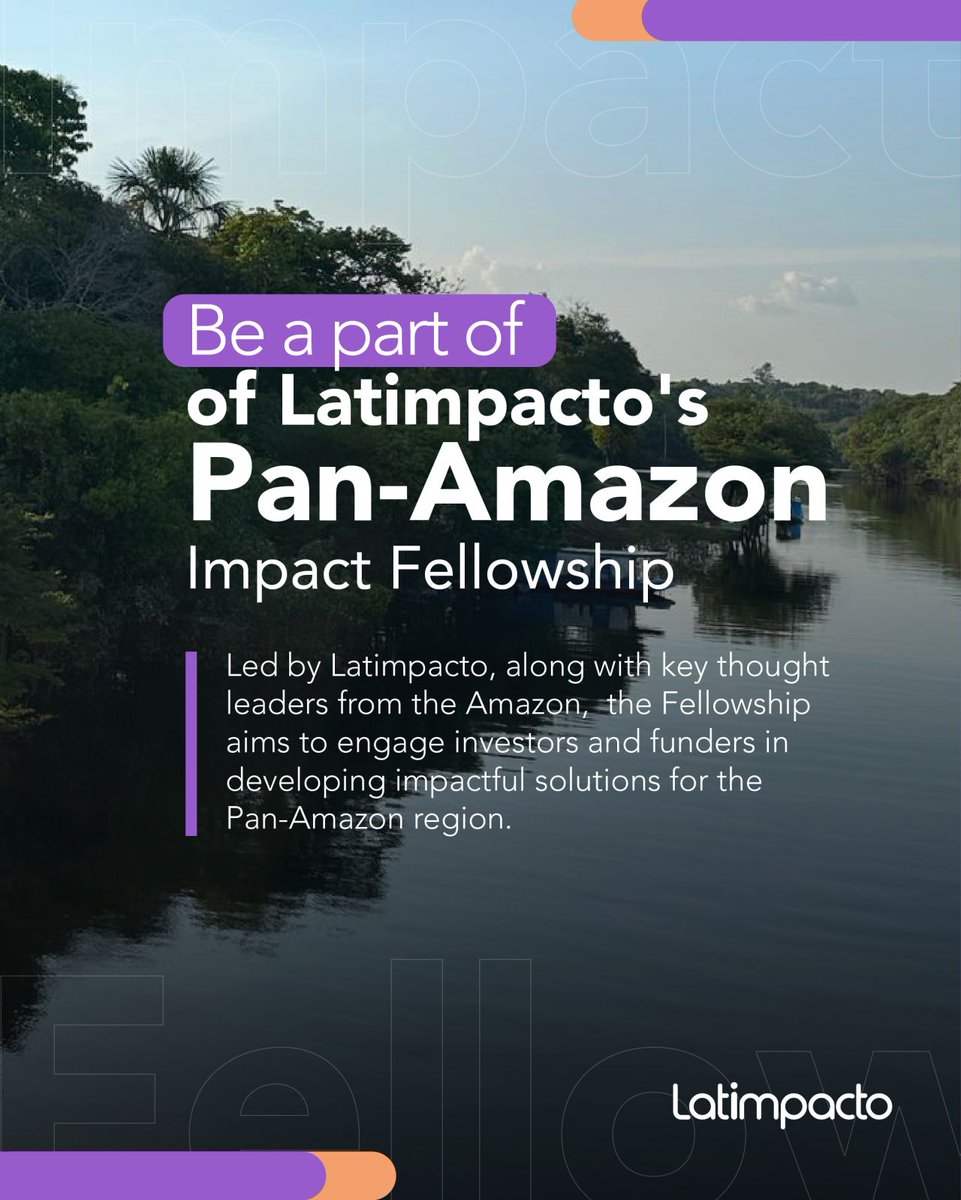 WINGS (@wings_info) on Twitter photo The Pan-Amazon Impact Fellowship aims to engage investors & funders across the Amazon to develop impactful solutions to the region's needs.
Apply by April 1 to be part of a community driving systemic change in the region: ow.ly/zMS050R2ruk
<a href="/Latimpacto/">Latimpacto</a>
<a href="/OpenSociety/">Open Society Foundations</a> The Pan-Amazon Impact Fellowship aims to engage investors & funders across the Amazon to develop impactful solutions to the region's needs.
Apply by April 1 to be part of a community driving systemic change in the region: ow.ly/zMS050R2ruk
<a href="/Latimpacto/">Latimpacto</a>
<a href="/OpenSociety/">Open Society Foundations</a>