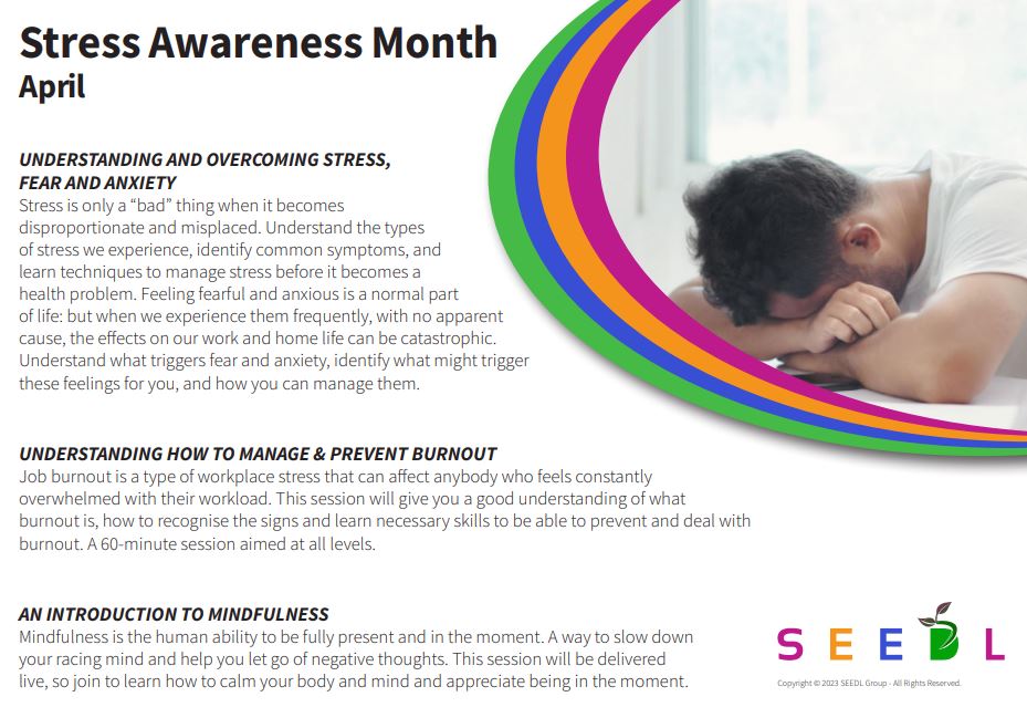 April is stress awareness month. Take a look at the free courses you can access on SEEDL: seedl.com/o/basingstoke #Basingstokebiz #Freelearning #SEEDL