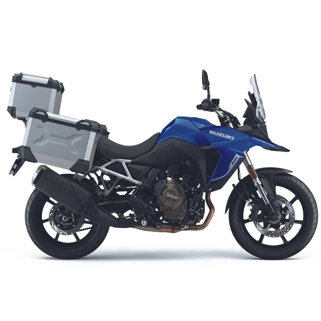 The perfect tour package! Introducing the V-Strom 800RE Tour edition, with three-piece luggage available in black or silver. szuki.co/pK9u #VStrom800 #Tour #RoadTrip