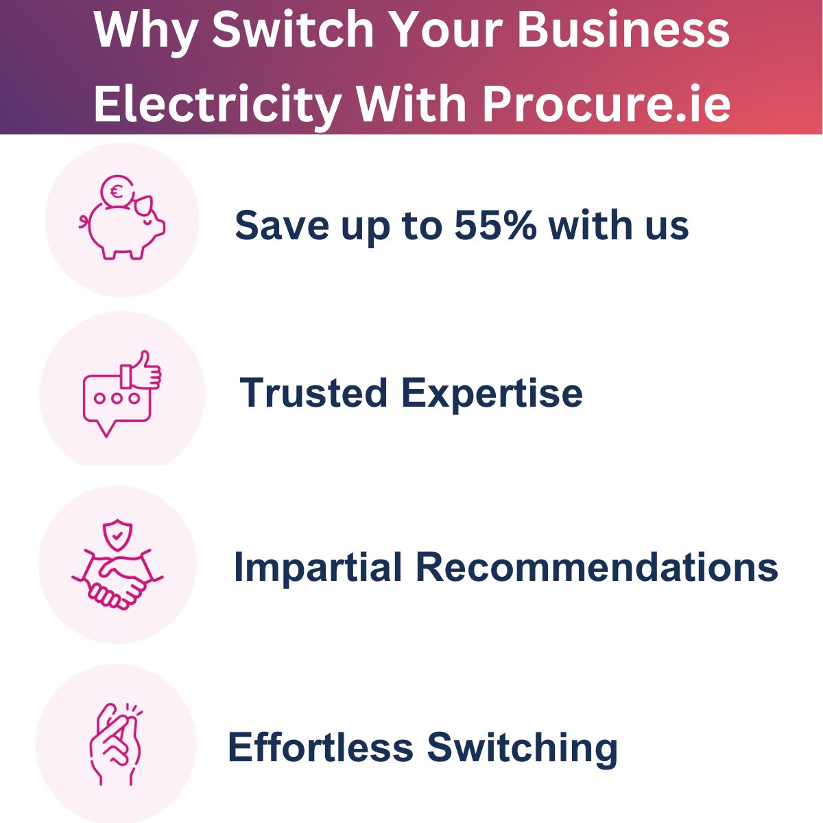 Save money on your business electricity with Procure.ie! We offer the best commercial electricity rates in Ireland. Get in touch today for a FREE analysis of your Business! #energy #thepowertosaveyoumoney #electricity #savings #business