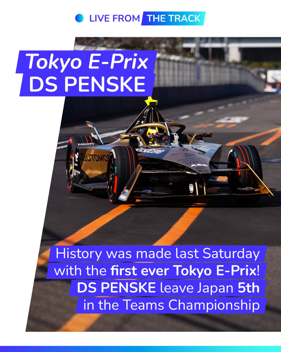✳️ Live From The Track! History was made last Saturday with the first ever 🇯🇵 #TokyoEPrix! ⚡️ DS PENSKE leave Japan 5th in the Teams Championship! 💪 📸: DS Performance/DPPI #SustainableMotorsport #Electric @ds_penske_fe @ds_automobiles @DS_Performance