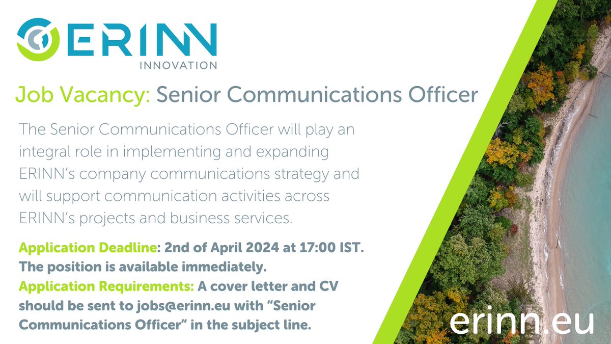 Last chance to apply for our Senior Communications Officer role. Applications close today at 5pm! #jobalert #jobfairy #hiring #dublinjobs Full job specs here: lnkd.in/dYzywT9S