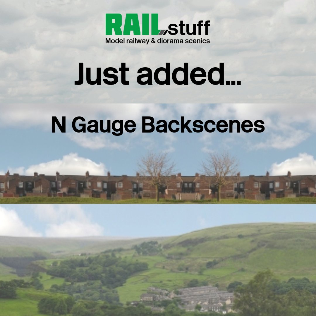 railstuff's tweet image. Just added N Gauge backscenes to rail-stuff.com and to our travelling show range - See them online now or in person at Cotgrave this weekend.

#ModelRailway #ModelRail #BackScene #Diorama #NGauge