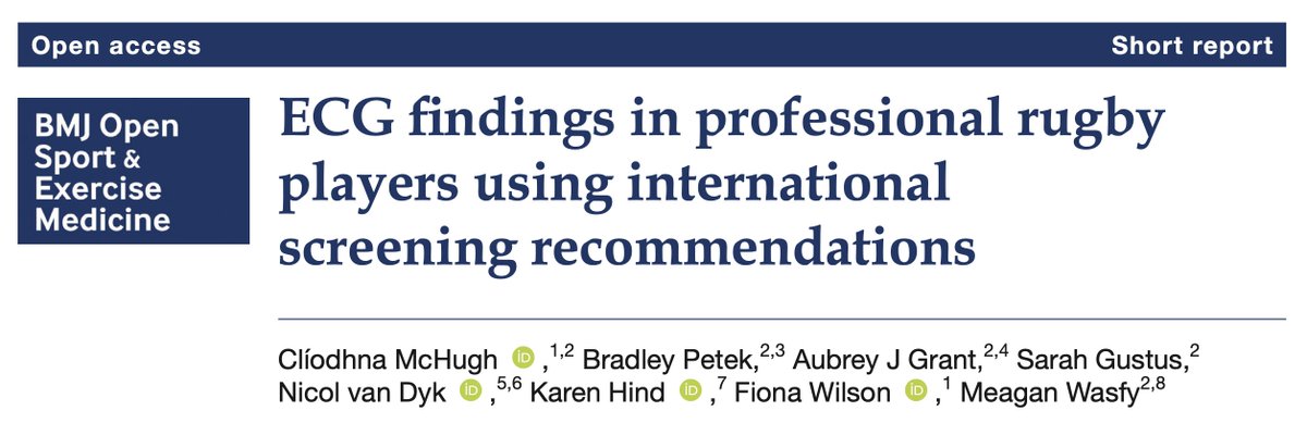BMJOpenSEM's tweet photo. 🚨#NEW #ShortReport 

ECG findings in professional rugby players using international screening recommendations 🏉 

@CliMcHugh, @NicolvanDyk, @FionaWilsonf and colleagues.

OA ARTICLE 👉🏼 https://t.co/qm4Rc33ft8

#UnderTheSpotlight
#WeAreBOSEM https://t.co/qCIewLbtfV