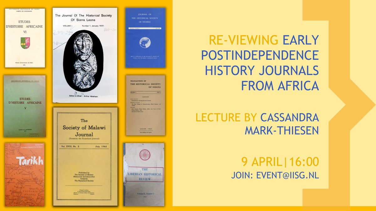 Next week! In the '60&'70, amid the optimism of decolonisation, history journals, now largely under African leadership, were at the heart of scholarly and social renewal. This talk will review the labour in which editors understood and expressed their role in this endeavour.