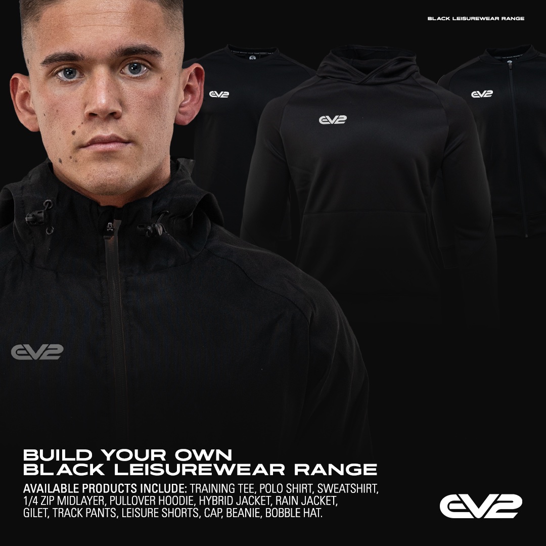 Kit out your club in our brand-new black leisurewear range available to customise with your club crest, initials and sponsors! ⚫️ Contact us today to enquire: 📧 sales@fourexgroup.com 📞 01132526770 🖥 ev2sportswear.com/contact #EV2 | #DesignWithoutLimits