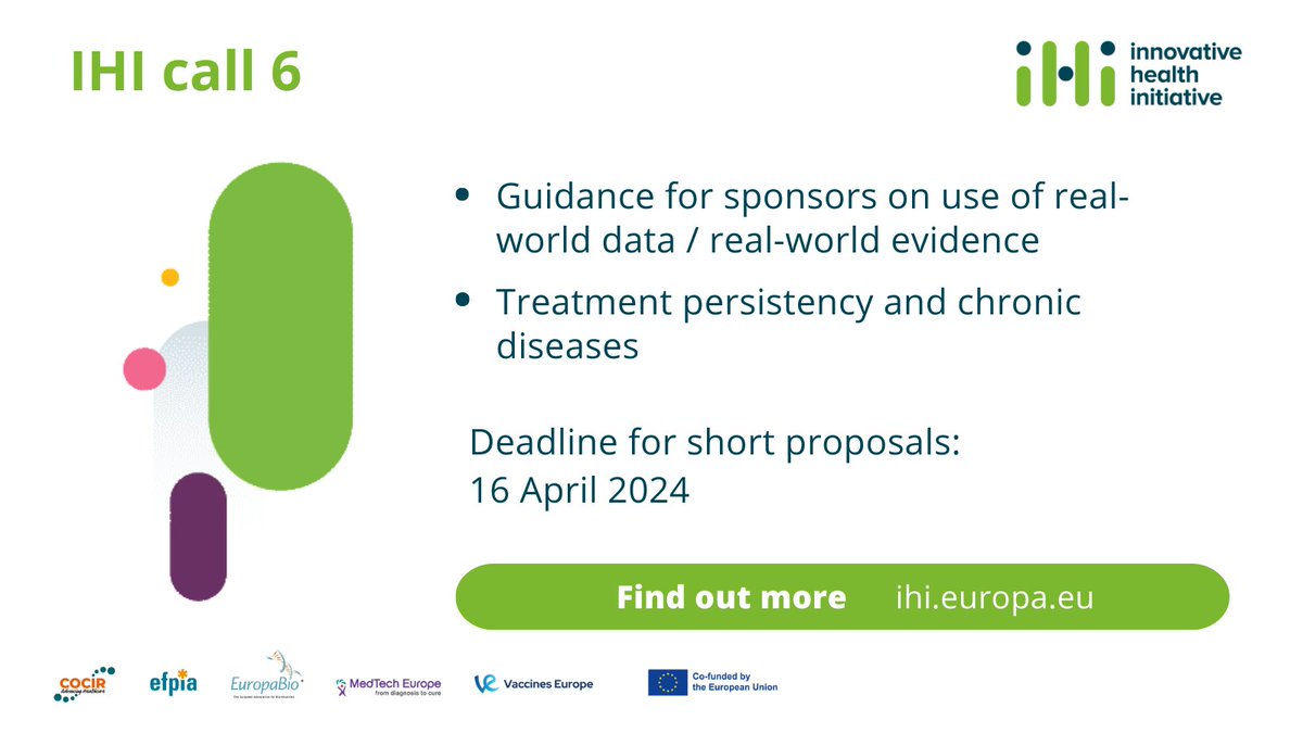 ❗️ The deadline for IHI call 6 is now just 2⃣ weeks away - time to ask any last questions and finalise that proposal! ▶️ europa.eu/!RjXdcH #HorizonEU #HealthResearch #ResearchFunding