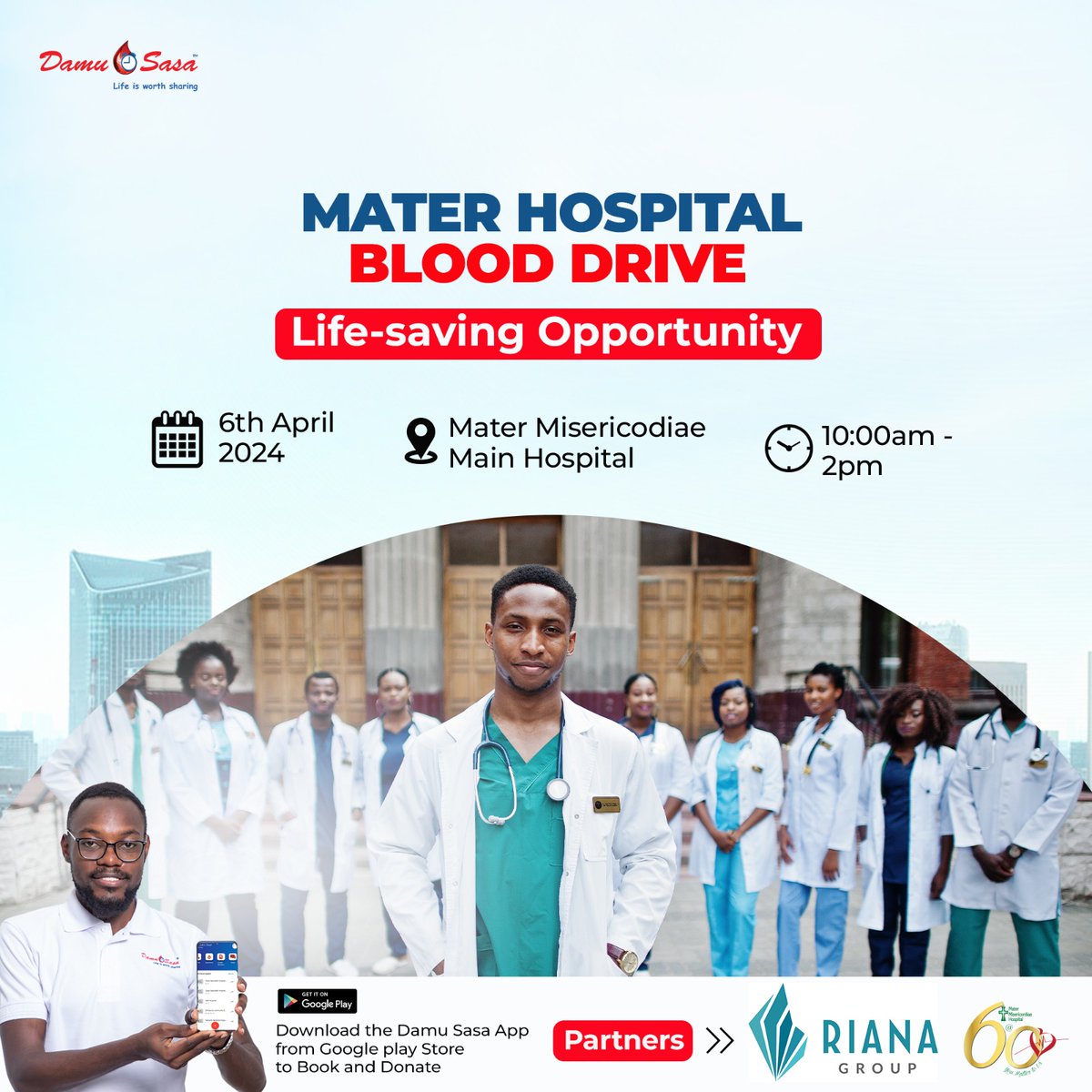 Join Mater Hospital's Blood Drive, save lives! Your donation matters. #DonateBlood #Savelife #DamuSasa