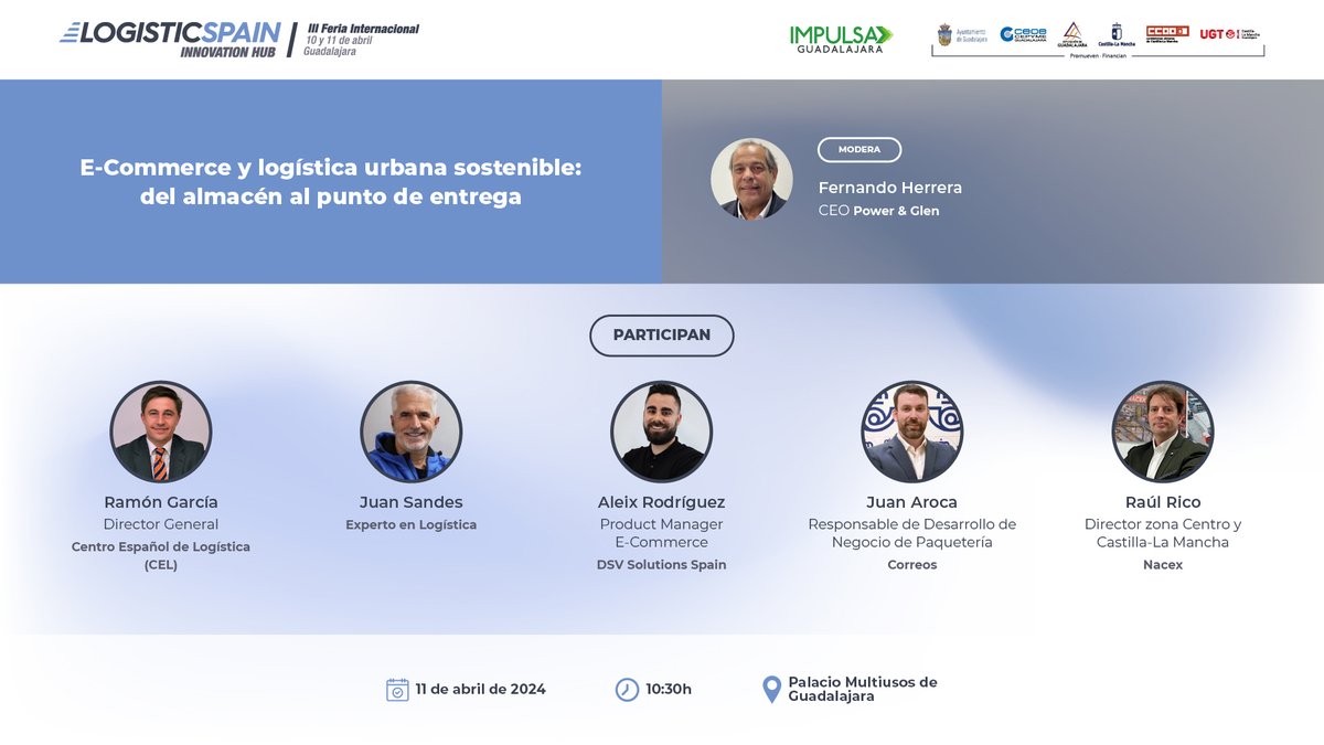 Estaremos en #LogisticSpain, en la que nuestro Director de Zona Centro y Castilla La Mancha, Raúl Rico González, participará como ponente en la mesa redonda “#Ecommerce y logística urbana #sostenible: del almacén al punto de entrega”. ¡Te esperamos! bit.ly/4cCXIAp