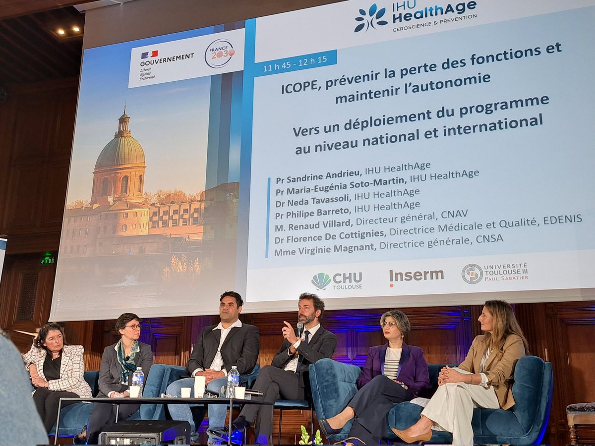 Lancement de #IHUHealthAge aujourd'hui à Toulouse : <a href="/renaud_villard/">Renaud Villard</a> rappelle que <a href="/L_ARetraite/">L'Assurance retraite</a> est l'un des 1ers partenaires d'#ICOPE pour accompagner nos assurés dans cette démarche innovante de #prévention #NACRE @ervpd