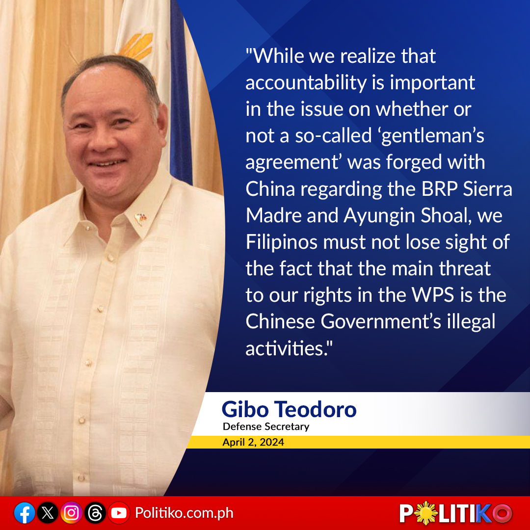 For Defense Secretary Gibo Teodoro, China is the real enemy of the Philippines amid its illegal incursions into the West Philippine Sea. Teodoro slammed China’s attempt to divert public attention from its illegal activities in the West Philippine Sea by referencing a supposed