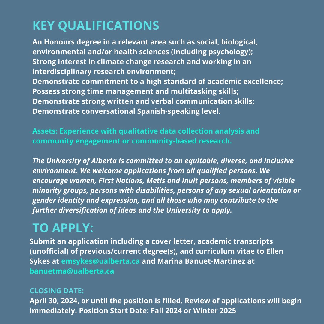 📢We are recruiting! 🐟MSc/MA student to join the #ClimateChange & #MentalHealth initiative, study the intersection of climate, ocean, food, culture and wellness! @Sherilee_H @UAlbertaSPH Deadline: April 30th! See info below👇