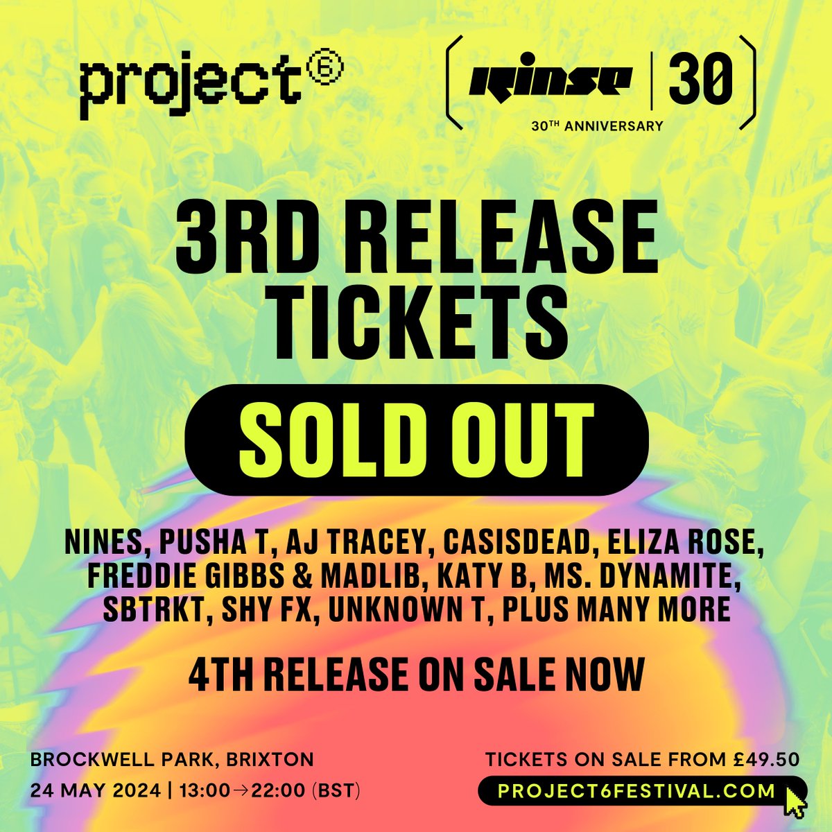 YESTERDAY'S PRICE IS NOT TODAY'S PRICE‼️ Don't say we didn't warn you! Tier 3 tickets are now sold out; left in the dust 🏜️ Tier 4 tickets are now available from £49.50 so get 'em whilst they're hot 🎫🔥 project6festival.com
