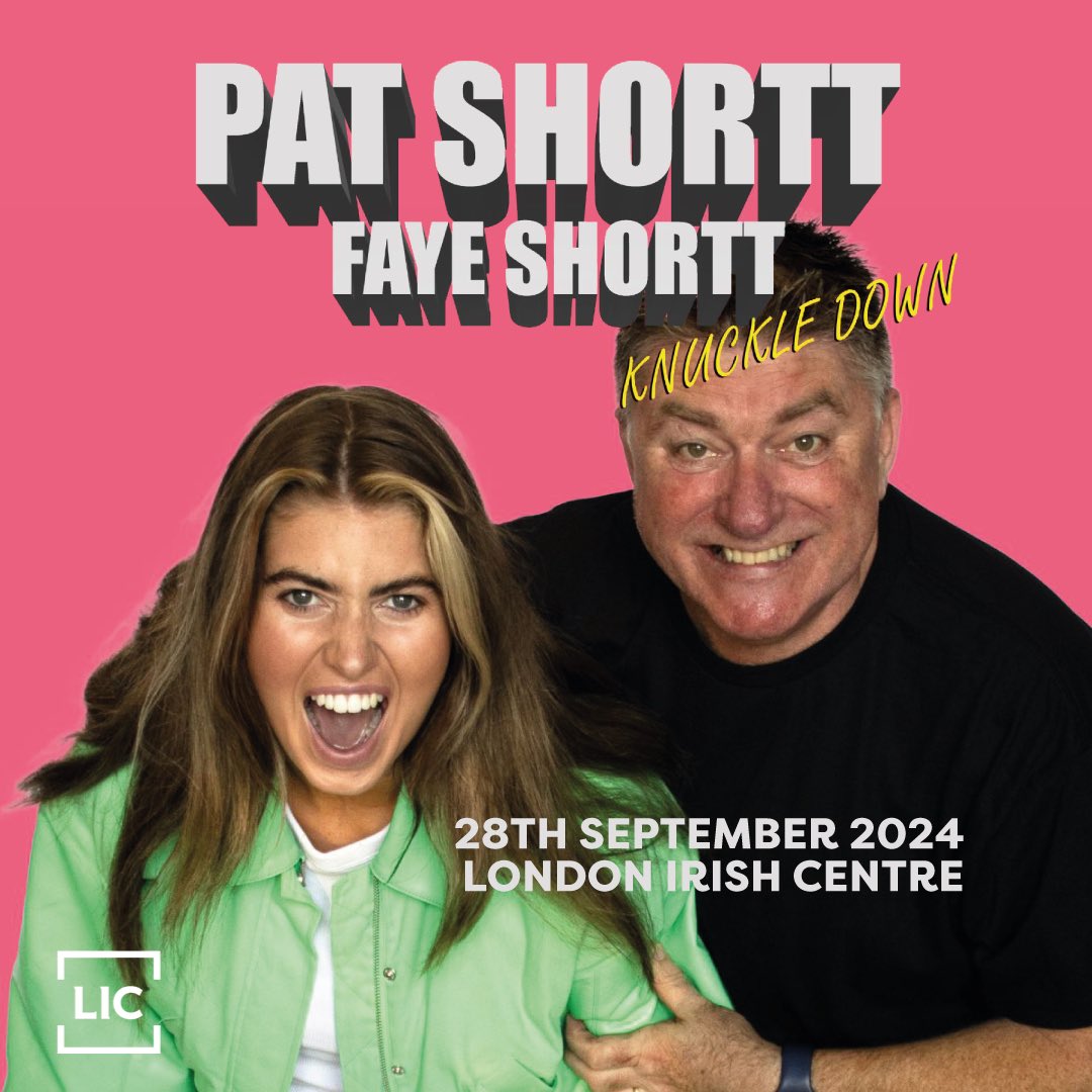 We’re delighted that @Pat_Shortt & @faye_shortt are bringing their hilarious new show, Knuckle Down, to the LIC! 🎉 Don’t miss out on tickets - book yours now. 🗓️ Sat 28th Sept londonirishcentre.ticketsolve.com/ticketbooth/sh…