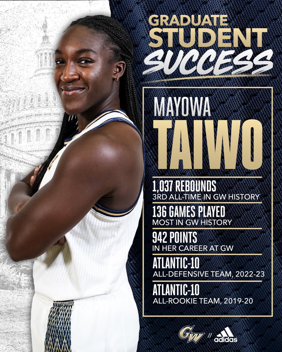 Success Built at GW💪 Highlighting the fantastic career of @MayowaTaiwo31 in the Buff & Blue! #RaiseHigh