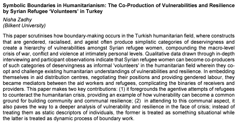 Excited for #britsoc24 starting tomorrow. I will be presenting on Thursday, discussing symbolic boundaries in the Turkish humanitarian field.