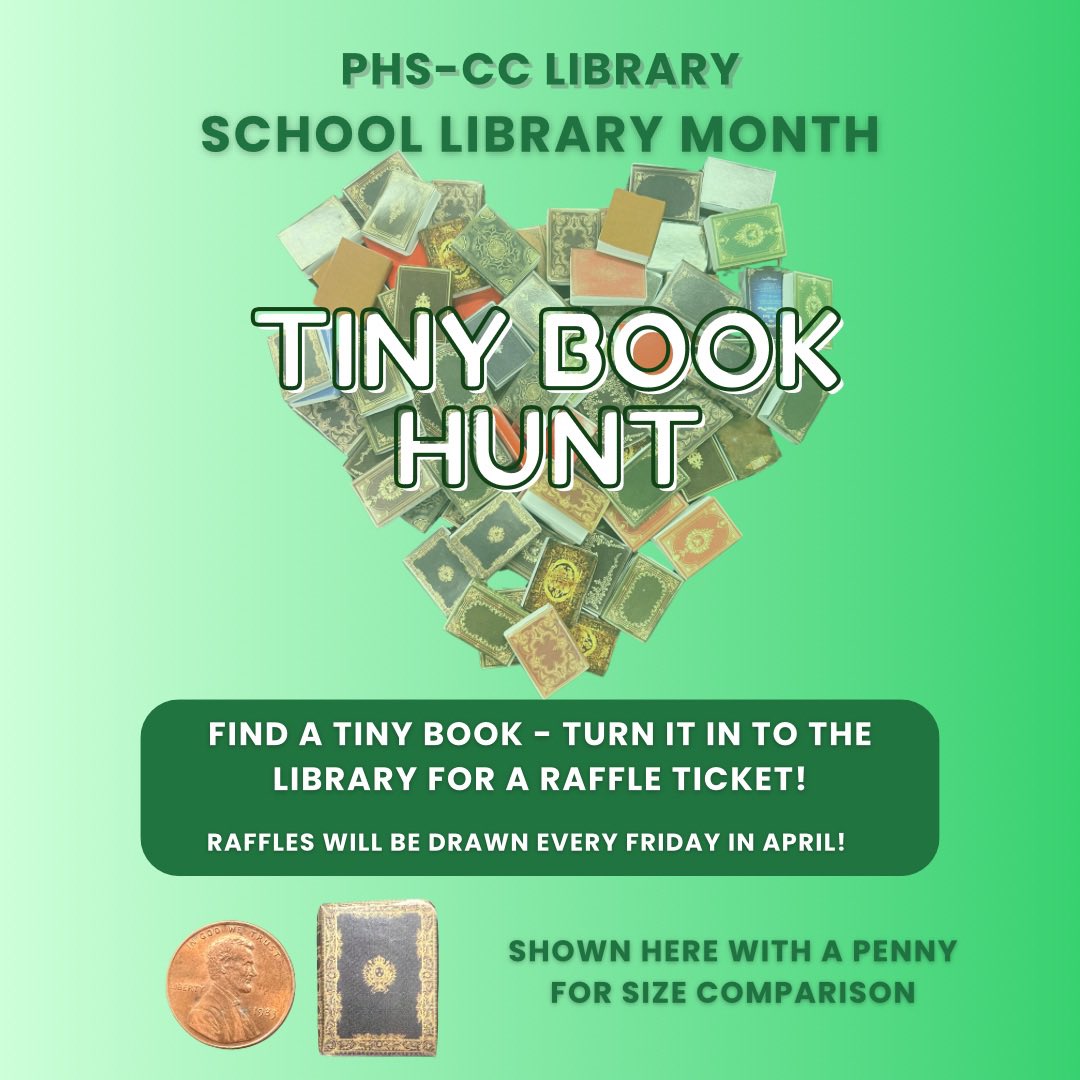 The Hunt is on, Wildcats! Find mini books and bring them to the library! #readwithphs #SchoolLibraryMonth #aaslslm