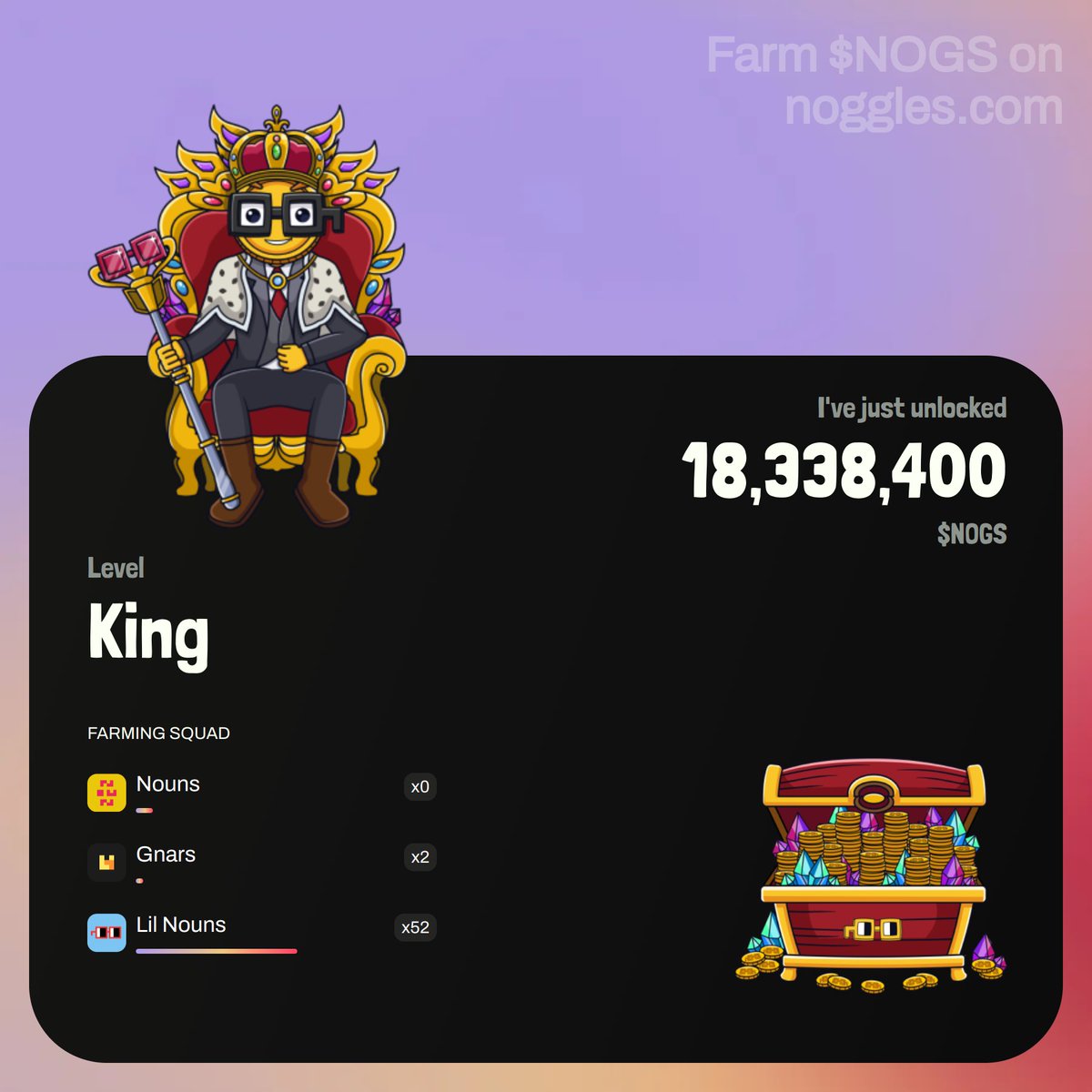I've just unlocked 18,338,400 @nogglescoin from my nounish NFTs.

Put your $NOGS on and join the nouniverse!
⌐◨-◨