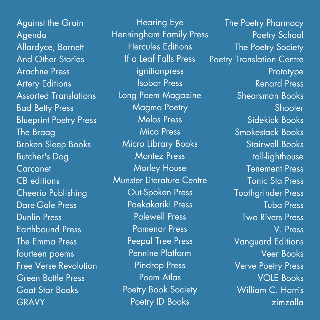 @PoetrySociety @STWevents @poetryschool @inpressbooks @RushikaWick @ApplesAndSnakes @ankitawrites @kathy_pimlott @brumradiopoets @ericareadsqueer @ellora_sutton Just look at the list of brilliant indie poetry publishers attending. It'll be a brilliant day. See you there!💝