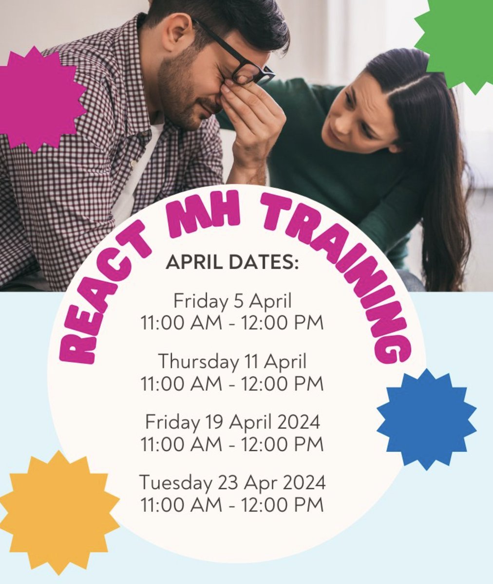 Starting a wellbeing conversation with a colleague may seem daunting.   Our REACT MH training aims to enable you to confidently initiate and hold a conversation using active listening skills.  Book a date in April now!

Visit:tickettailor.com/events/keeping…