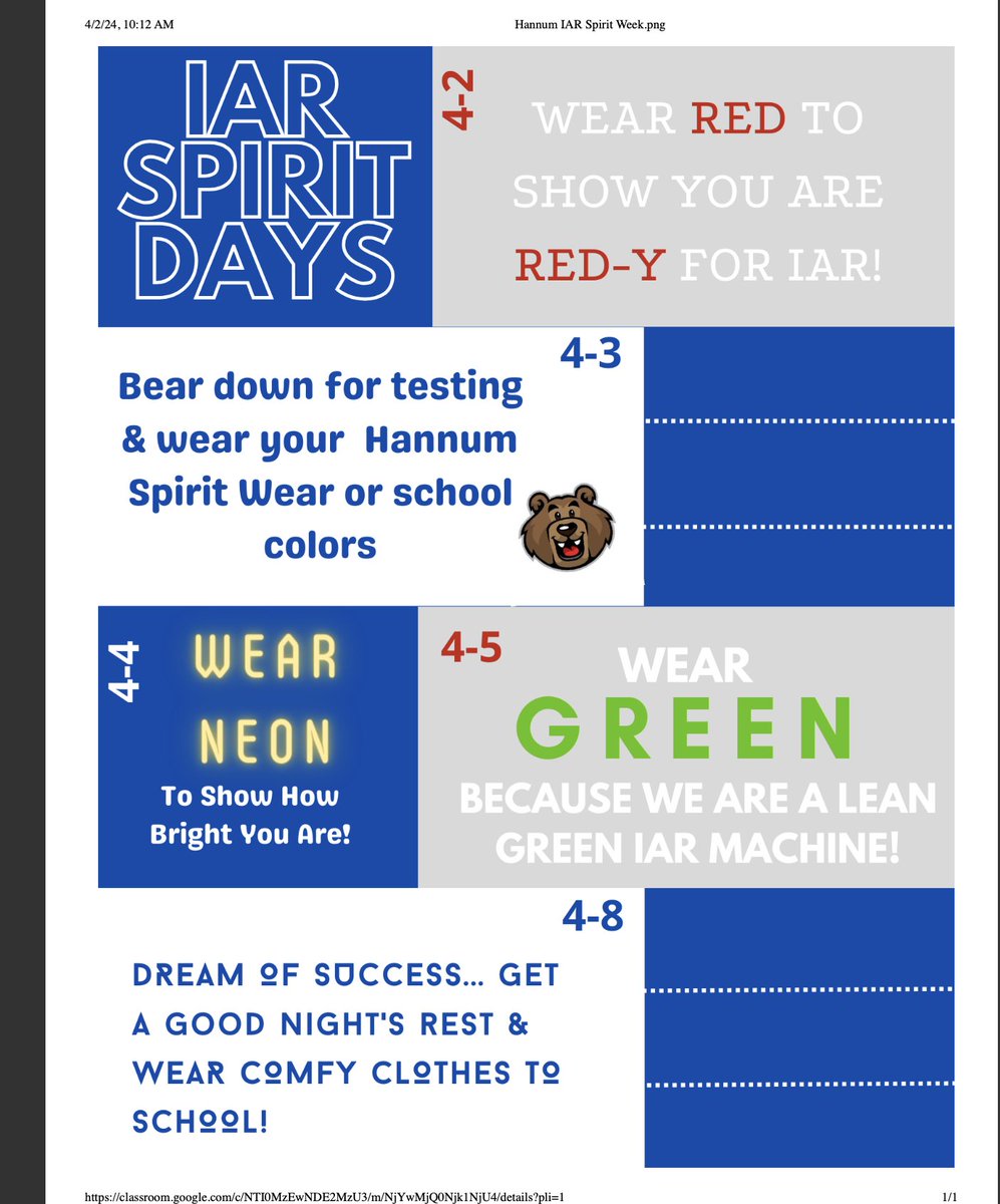 Hannum IAR Spirit Days this week! #d123