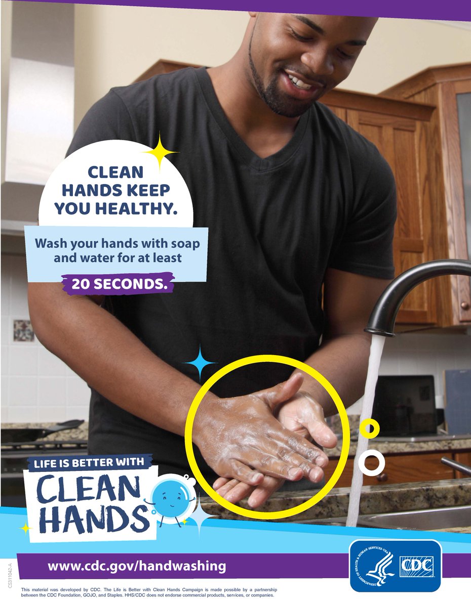 Keeping your hands clean is one of the most important ways to avoid getting sick and spreading germs to others. Wash your hands for 20 seconds with soap and clean, running water to help keep yourself and others healthy.