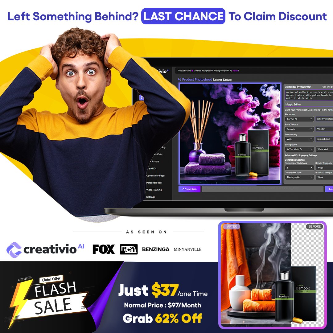🚀 Elevate your marketing game with Creativio AI App! imsuccessconnection.com/CreativioAI 📸 Transform ordinary product photos into stunning visual masterpieces in just 3 clicks Say goodbye to tedious editing and hello to skyrocketing sales #CreativioAI #MarketingMagic #VisualTransformation