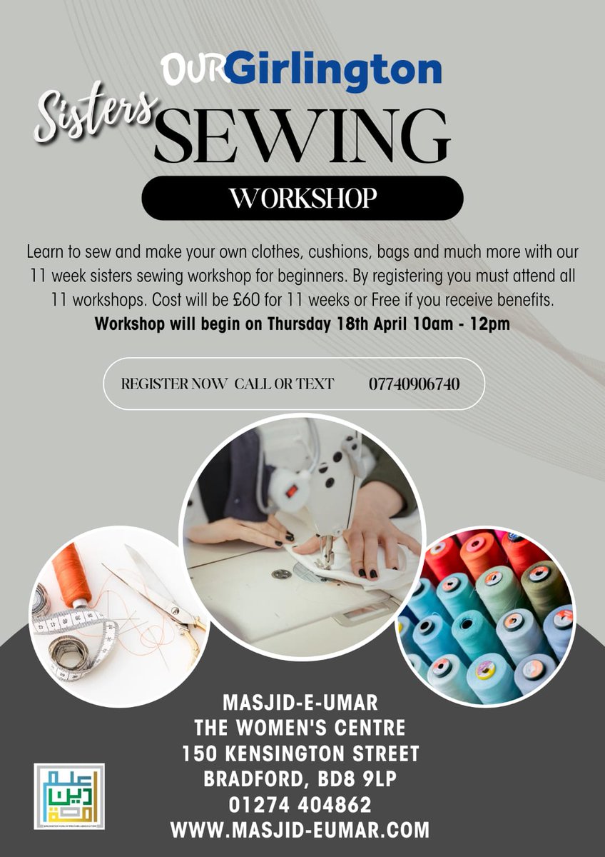 Assalamualaikum 

Our Girlington &amp; Masjid-E-Umar are happy to announce a new season of sewing classes. Register now to avoid disappointment.

Students have created zipped pouches, individual paper patterns and used this patttern to cut and sew their own designed dress.