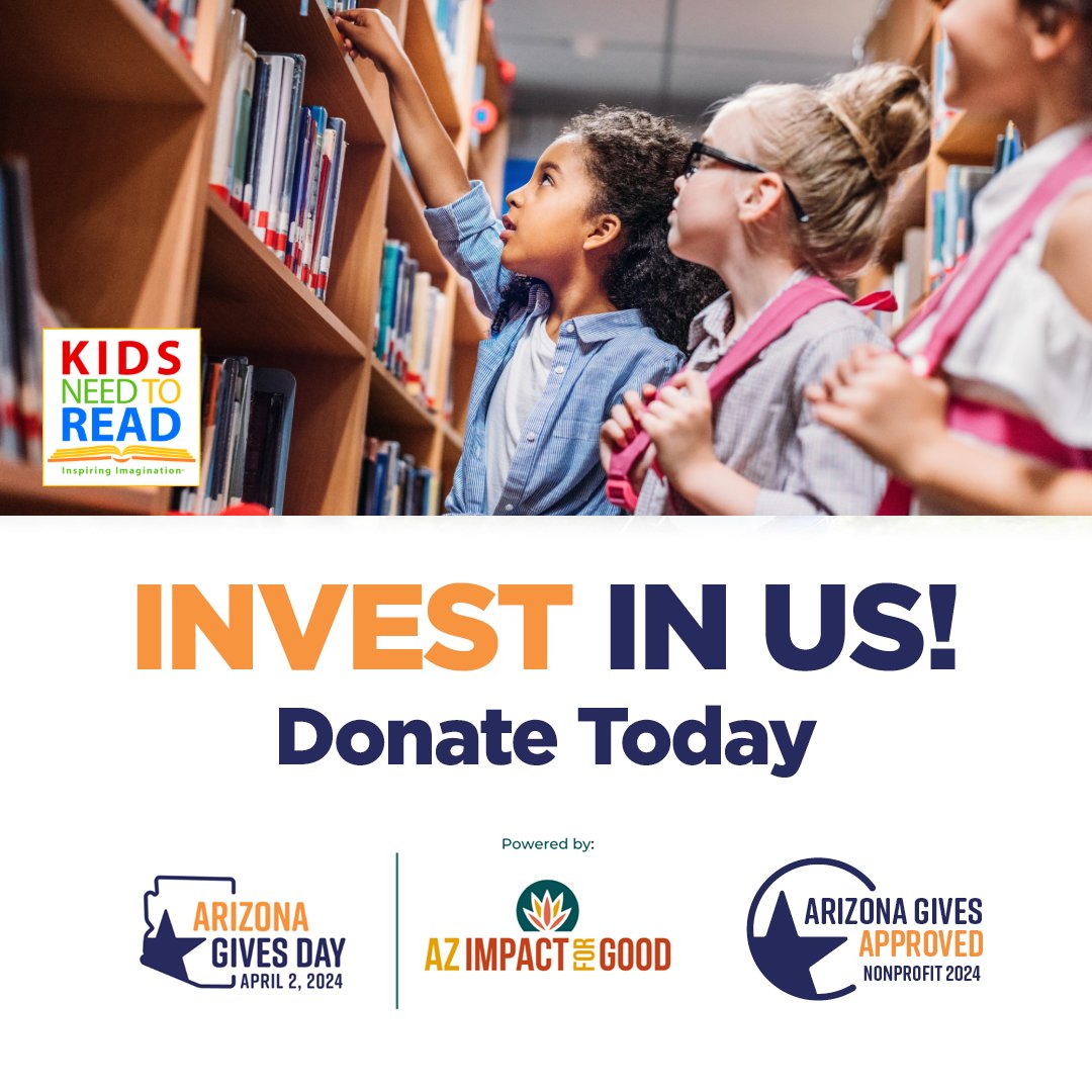 It's AZ Gives Day! 🌟 Take a moment to support Kids Need to Read and their efforts to provide books and literacy programs to children in need. Share the love of reading! #AZGivesDay #KidsNeedtoRead 📖💕