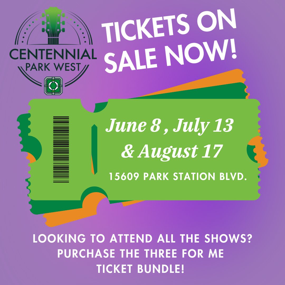 Not one, not two but THREE! Purchase the 'Three for Me' ticket bundle and join us at all the Centennial Park West concerts this summer! Visit universe.com to purchase yours today!