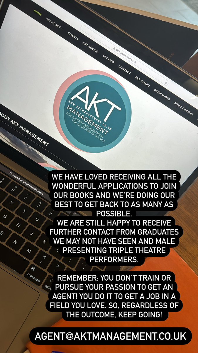 WE’VE LOVED RECEIVING ALL THE WONDERFUL APPLICATIONS TO JOIN OUR BOOKS. WE’RE DOING OUR BEST TO GET BACK TO AS MANY AS POSSIBLE.
REMEMBER: YOU DON’T TRAIN/PURSUE YOUR PASSION TO GET AN AGENT! YOU DO IT TO GET A JOB IN A FIELD YOU LOVE. SO, REGARDLESS OF THE OUTCOME, KEEP GOING!