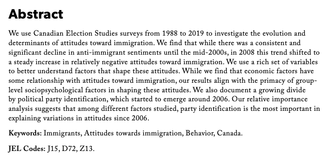 🚨New research from @cgousu : 🇨🇦Public Attitudes Toward Immigration in Canada: Decreased Support and Increased Political Polarization ✍️By @JavdaniMohsen, Mehdi Mohamadian, and Maxime Heroux-Legault