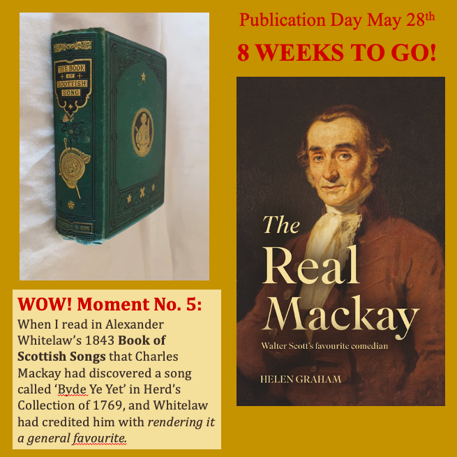 Another special moment on my research journey: when I discovered Mackay had been credited by Alexander Whitelaw for bringing an auld song to prominence I was thrilled. 'Byde Ye Yet' will be performed at my book launch on June 18th, more soon! #therealmackay #auldsongs #Edinburgh