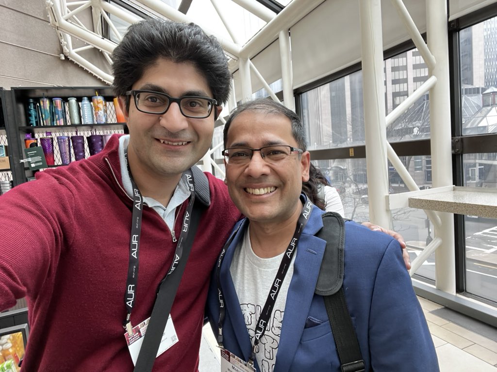 Wonderful to finally meet @MohitAgNeurorad at #AUR24 ; can’t believe this is his first @AURtweet meeting! Hopefully the first of many more to come! Check out his talk later today on “Digital Education”!