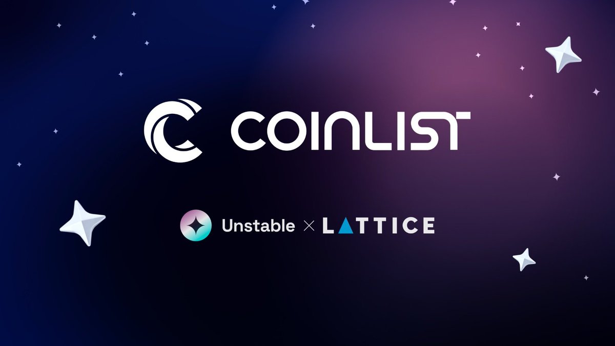 Unstable is thrilled to be included in the <a href="/CoinList/">CoinList</a> Seed Spring 2024 batch🚀

A special thank you to our investors <a href="/lattice_fund/">Lattice</a> for their collaboration.

Become an Unstabler while you're still early: discord.gg/unstablemoney