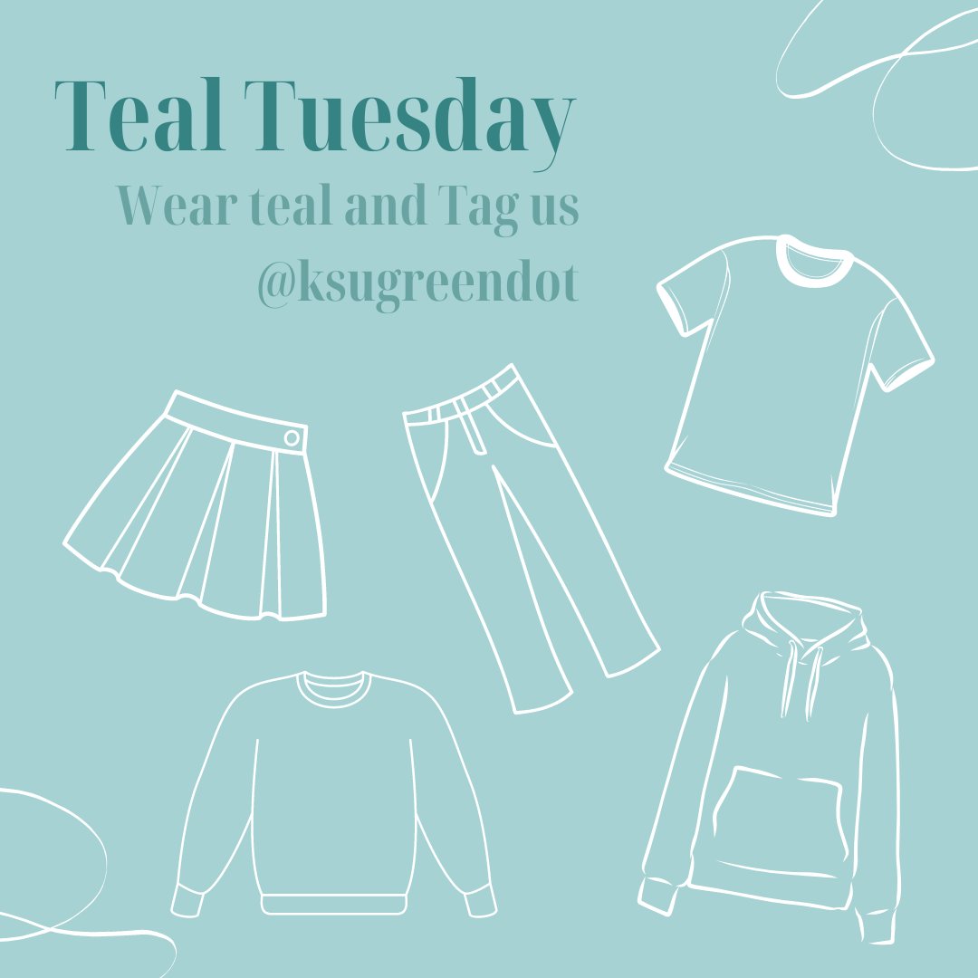 Teal Tuesday is back!! Wear teal every Tuesday in April to show support for sexual assault awareness!
#tealtuesday #saawarnessmonth #saam #ksusrvss