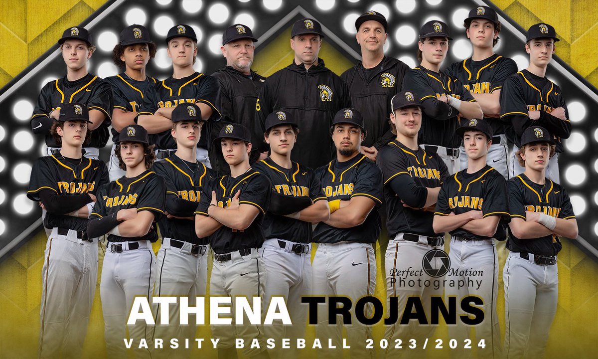 Your 2024 Athena Trojans varsity baseball team. Ready to get after in here in Myrtle Beach. Scrimmage today and first official game tomorrow. Not pictured Jacob Dewyea and Cullen Dugdale joining varsity for the trip.