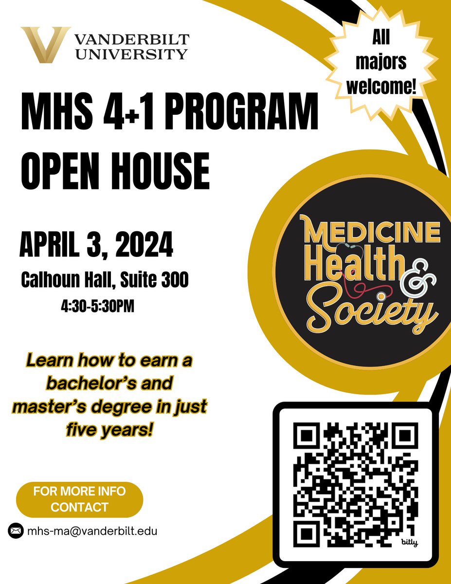 Stop by Calhoun 300 tomorrow to learn more about our 4+1 program! The 4+1 program offers students the opportunity to earn both a bachelor’s and a master’s degree in just 5 years of study. All undergraduate majors are welcome!