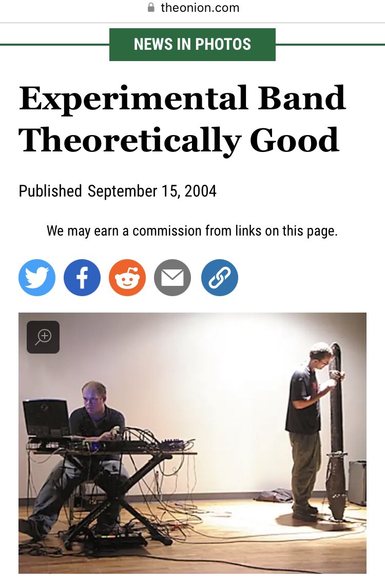 GoodWillsmith's tweet image. 20 years after appearing in the image for the Experimental Band Theoretically Good headline in The Onion, Soliday is still out here freaking out the squares. wild set last night